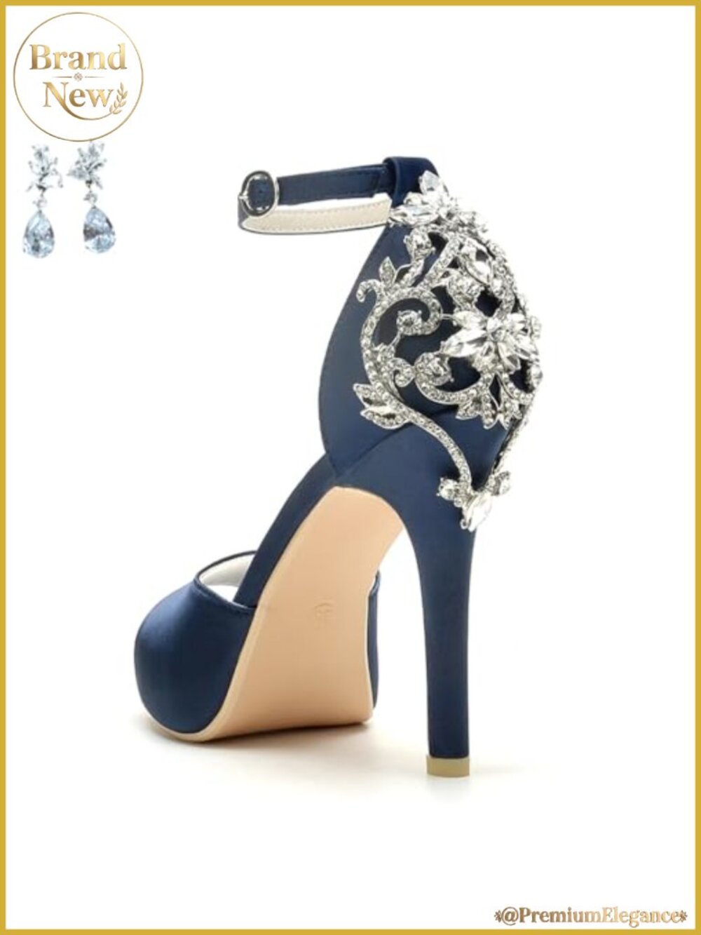 Satin Platform High Heel Sandals Crystal Back D'Orsay Wedding Shoes